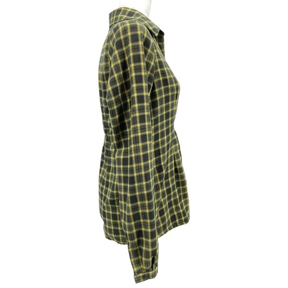 Royal Robbins Womens Button Up Plaid Green‎ Yellow Size Med Zip Pocket Elastic - Picture 3 of 9